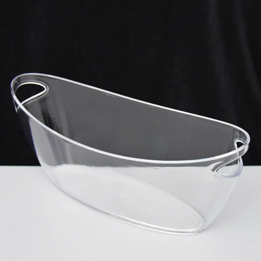 7L oval shape ps plastic white color ice bucket for bar