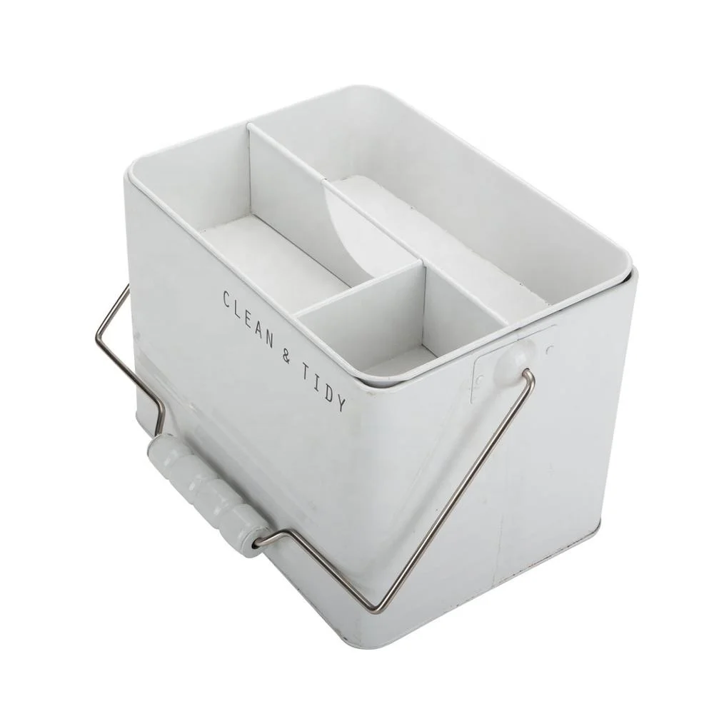 Powder Coating Cream Color Metal Housekeepers Box House Cleaning Caddy Tool Carry Box