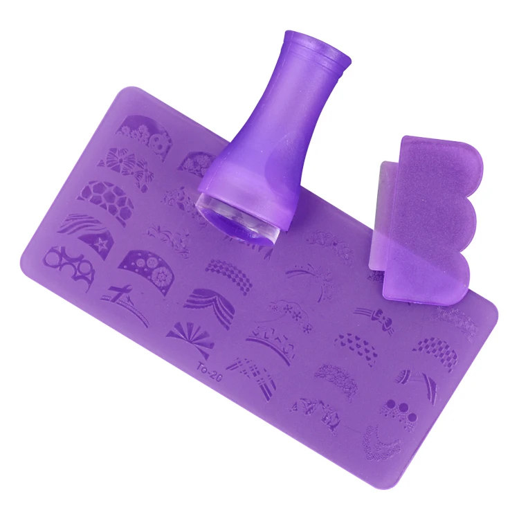 Factory price wholesale plastic material easy apply personal finger nail DIY tools nail design custom nail stamping plate