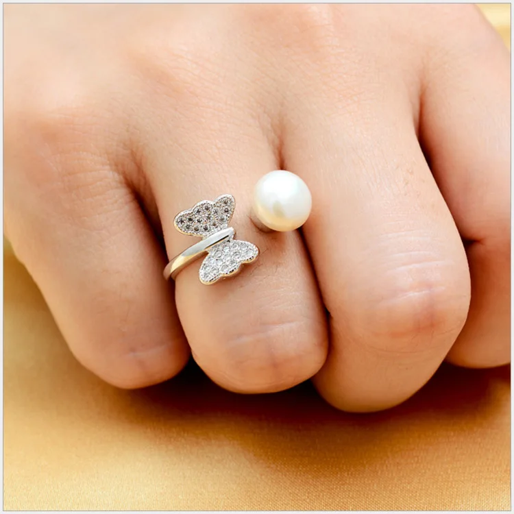 Fashion jewelry cute gold plating dragon ball pearl rings for women