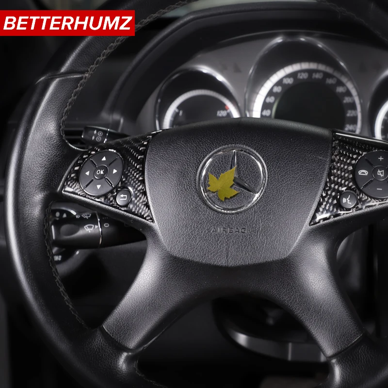 Auto Parts Car Decoration Stickers Interior Carbon Fiber Steer Wheel Cover Car Accessory For Mercedes W204 C Class 2007-2010