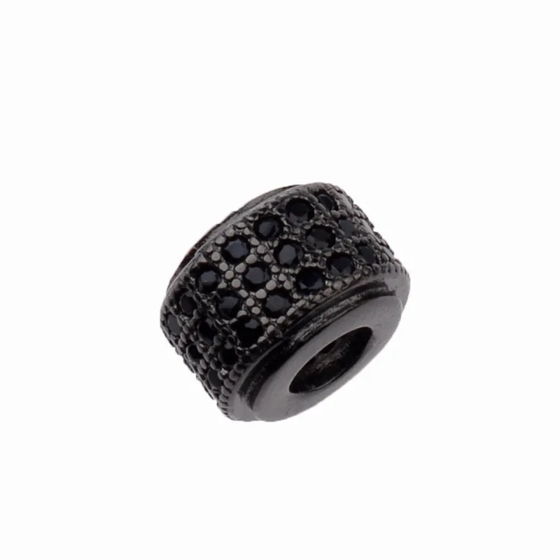 Micro pave spacers black diamond wheel beads zircon micro-inlaid zircon bracelet necklace jewelry accessories