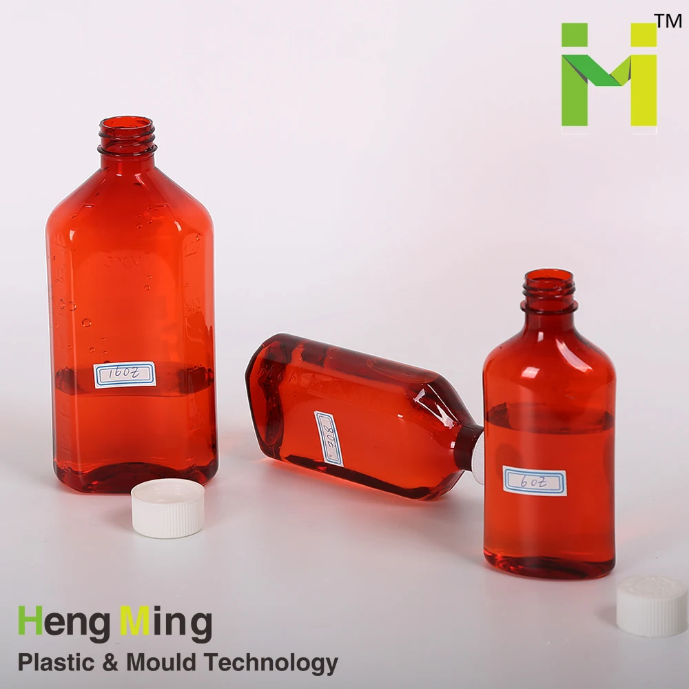 1/2/6/8/12/16 oz transparent amber pet plastic bottles for liquid medication  with lids oval liquid bottle sirup flasche