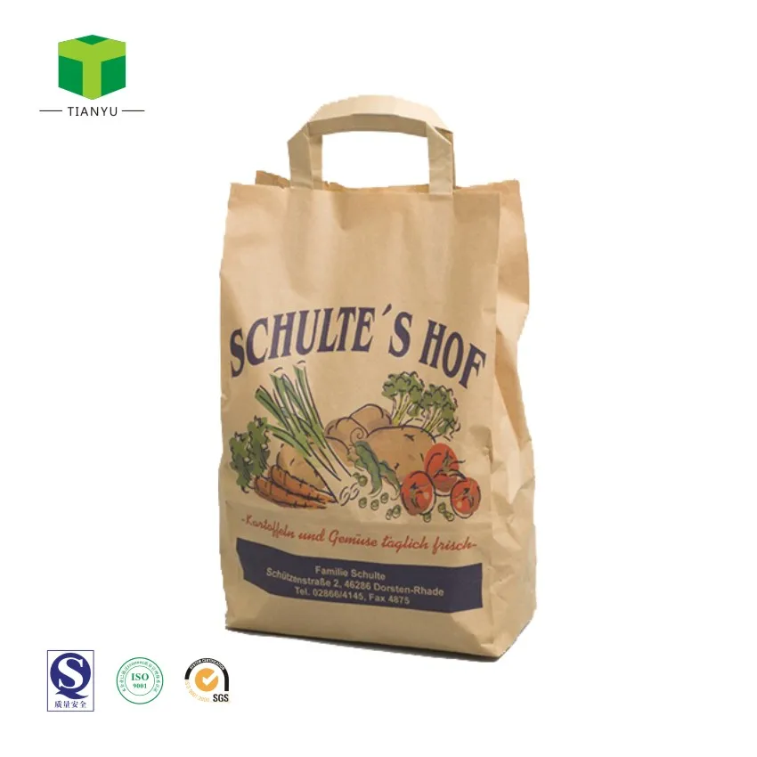 10kg Vegetable Potato onion Packaging Bag Paper bag with handle mesh net window Potato bags