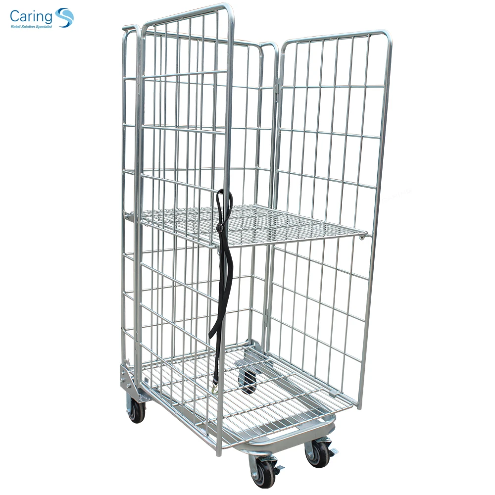 Cargo rolling mesh cage containers