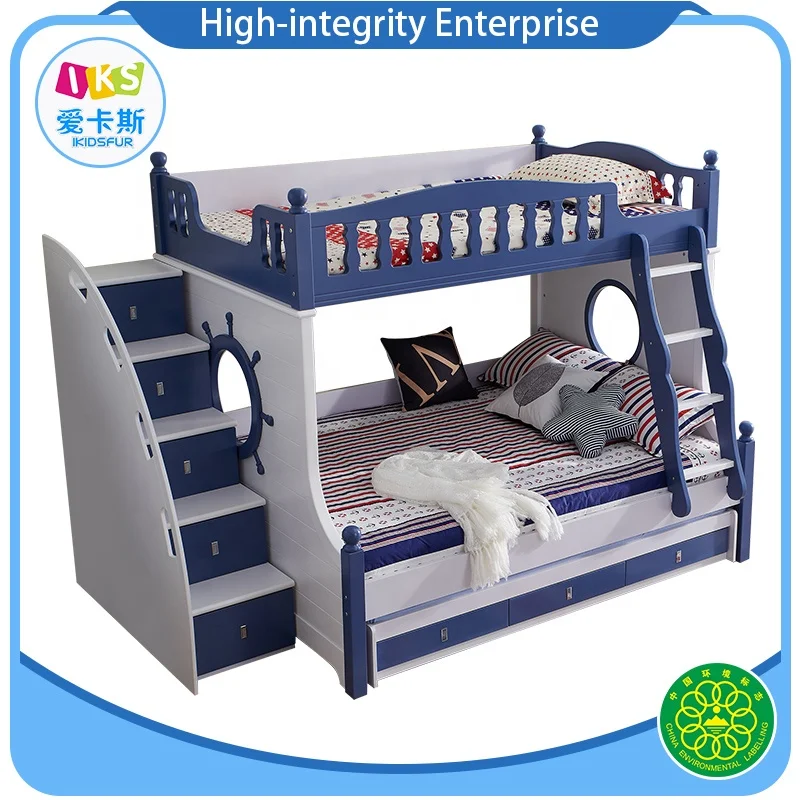 Hot sale reasonable price MDF children bedroom furniture kids bunk bed with desk and wardrobe