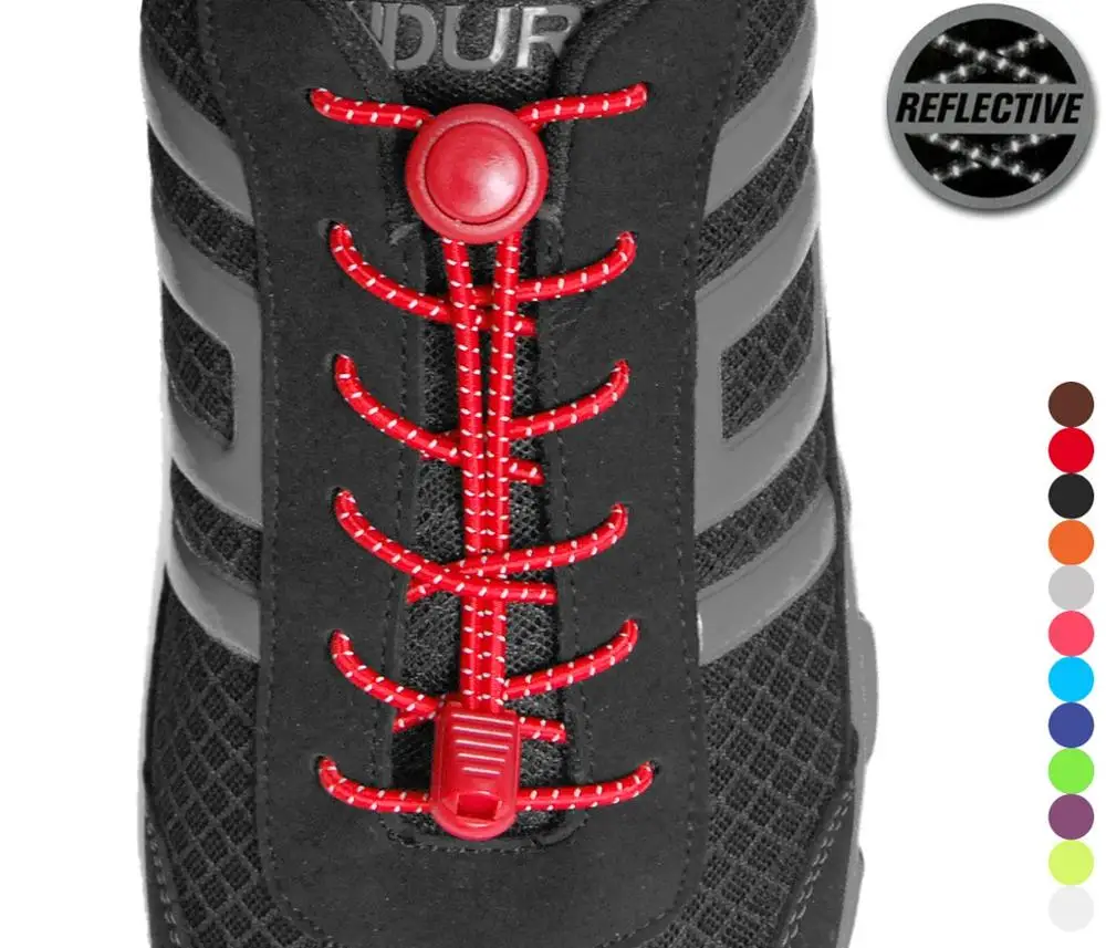 11 colors Reflective No Tie Shoelaces Lock System Elastic Shoelaces for Sneakers