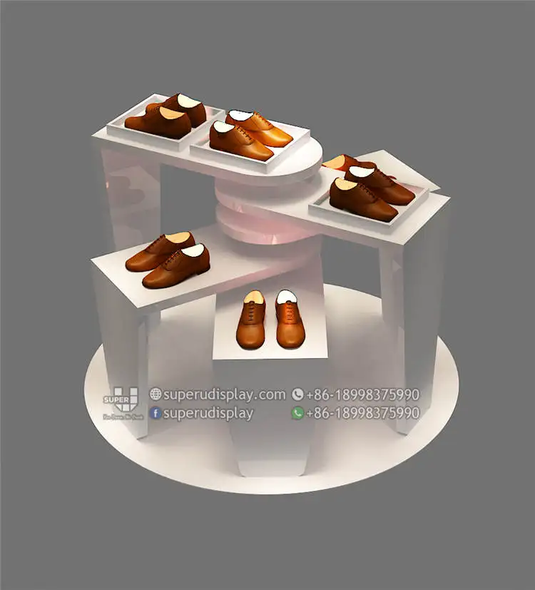 Footwear Display Shoe Store MDF Gondola Shoe Display Stand