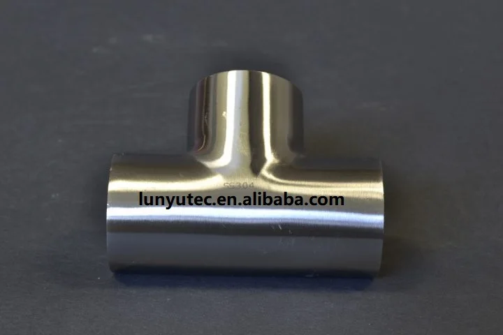 Stainless Steel Sanitary Butt Weld Tee Fittings For Food Industry 3A DIN SMS ISO
