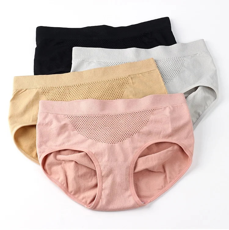 Item 534  wholesale  women middle waist pure briefs  honeycomb traceless  seamless hip up panties