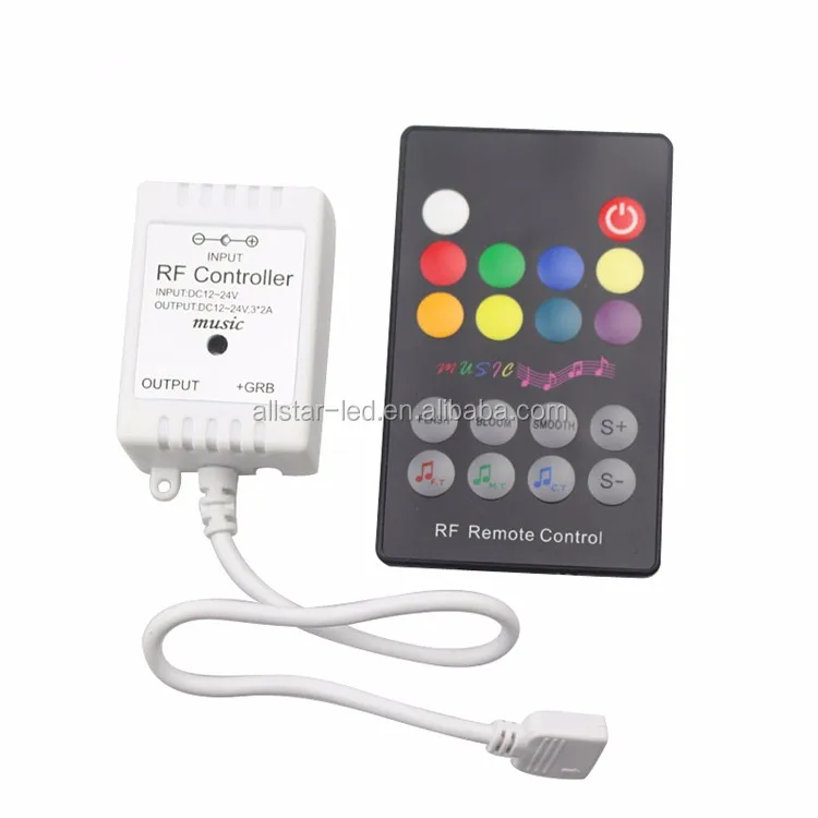 Music controller Audio sound sensitive for LED RGB Strip with 20keys IR remote for led DC12v Black