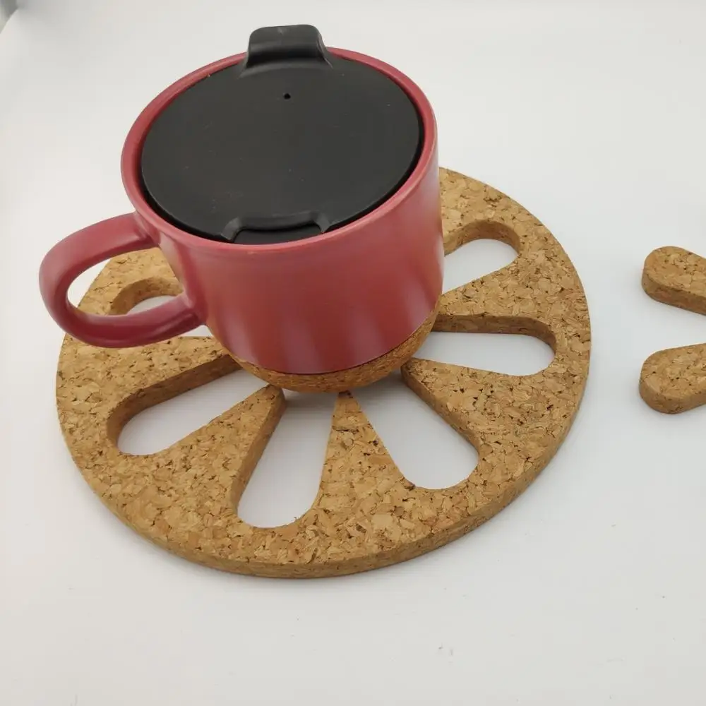 2019 Elegant Artistic Flower Shape Cork Coaster Set Coffee Coaster Cup Coaster for Tea Coffee Drinks