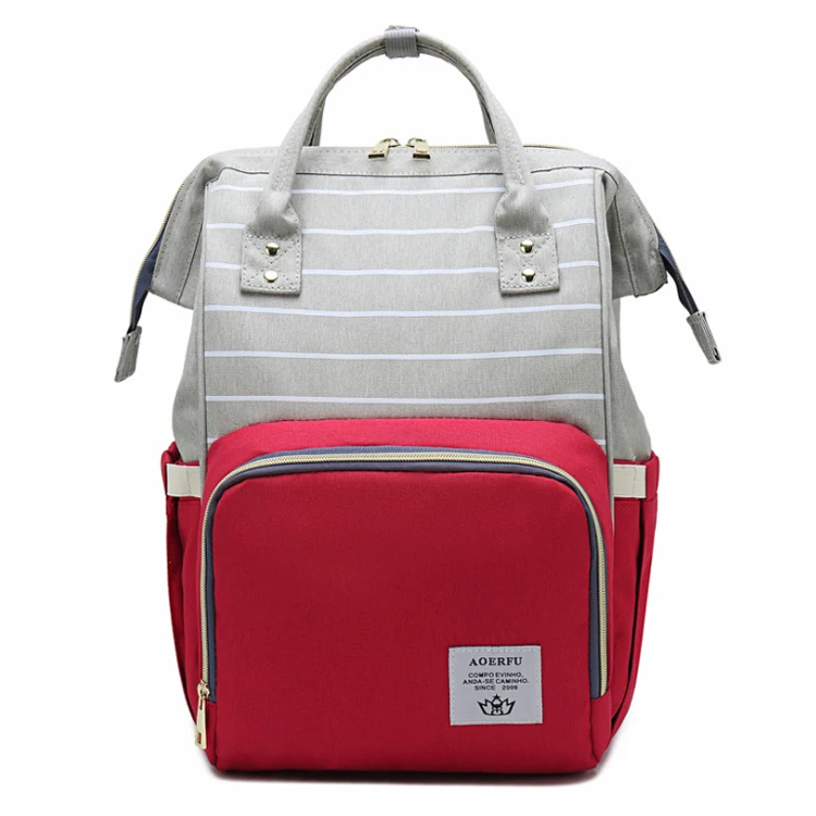 Hot Fashion Multifunctional Colorful Design Stripe Mommy Handbag Mummy Baby Diaper Bag Backpack