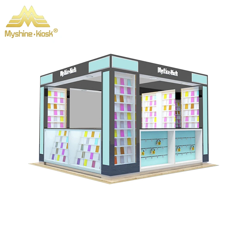 Myshine customized design lockable light up glass display cabinets for mobile accessories