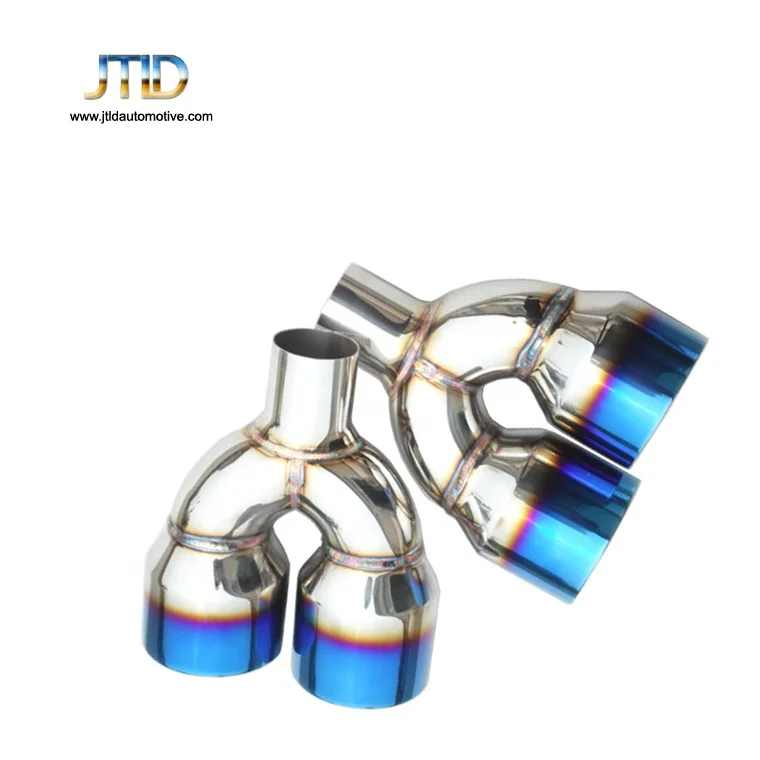 Blue Burnt Exhaust Dual Muffler Tip Polished Stainless Steel