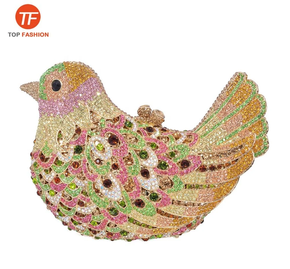 China Factory Wholesales Crystal Rhinestone Clutch Evening Bag for Formal Party Classic Bird Clutch Purse