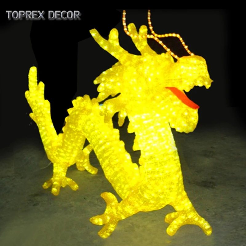 New Design New Year Dragon Boat Festival Decoration LED Dragon 3D Motif Light