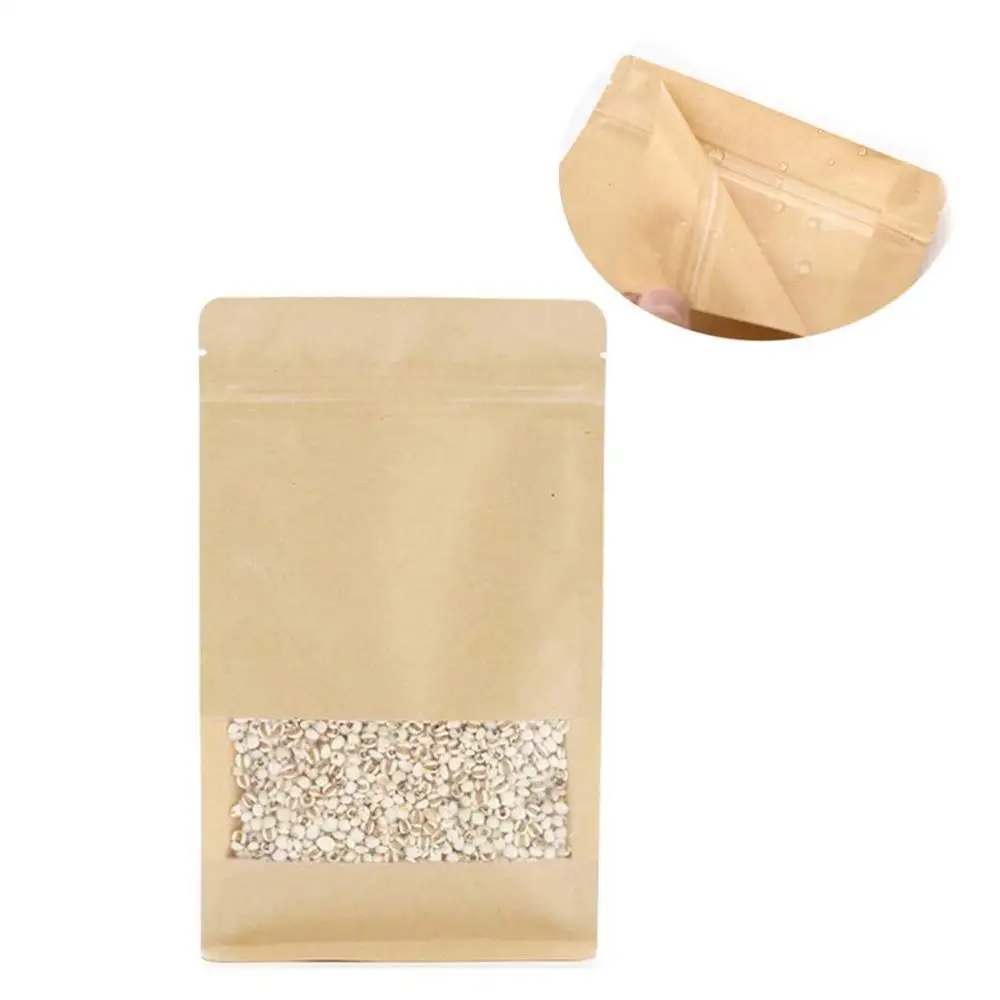 Wholesale Self Standing Kraft Paper Zip Lock Moisture Proof Tea Packaging Bag Pouch