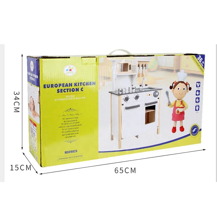 White child Big kitchen Child Simulation Cooking Pretend play Wooden Kitchen Set Toy