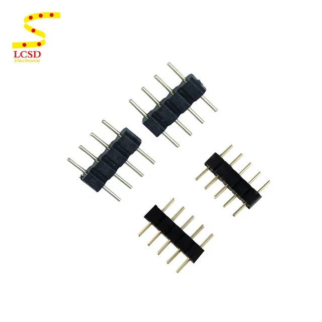 
10mm double-ended male needle 4 pin led connector for rgb led strip 