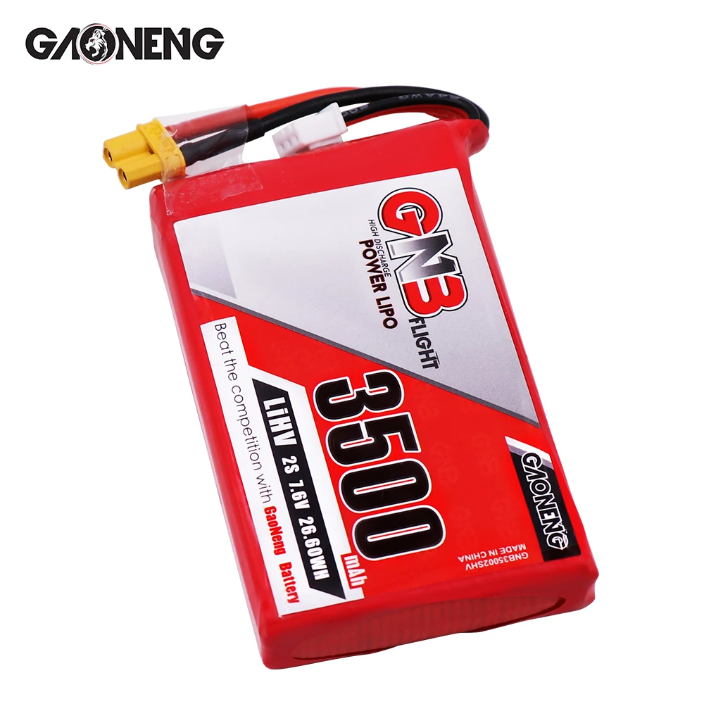 GNB GAONENG RC LiPo Battery 2S 3500mAh 7.6V HV for ACCST Taranis FrSky QX7 Transmitter TX RX XT30 connector