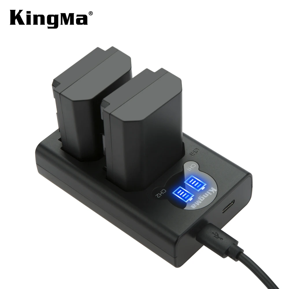 KingMa Portable Smart Dual Charger With LCD Display For Sony NP-FZ100 Battery And For Sony ILCE-9 A9 A7RIII 7RM3 Camera