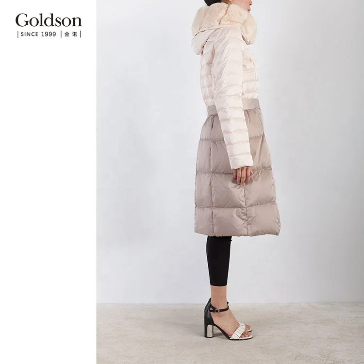 Fashion brand ladies long parka women goose down jacket rabbit fur jacket