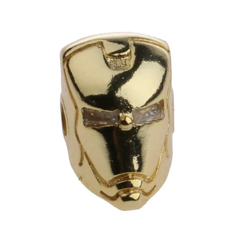 Superman helmet micro inlaid zircon beads iron man copper man bracelets beadings Genuine gold plating bracelet DIY accessories