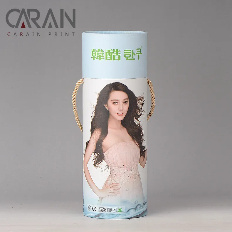 
Color printed black matte round 500ml bottle package paper tube 