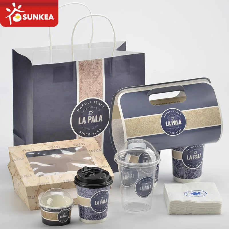 
Disposable paper take away food box and cup 