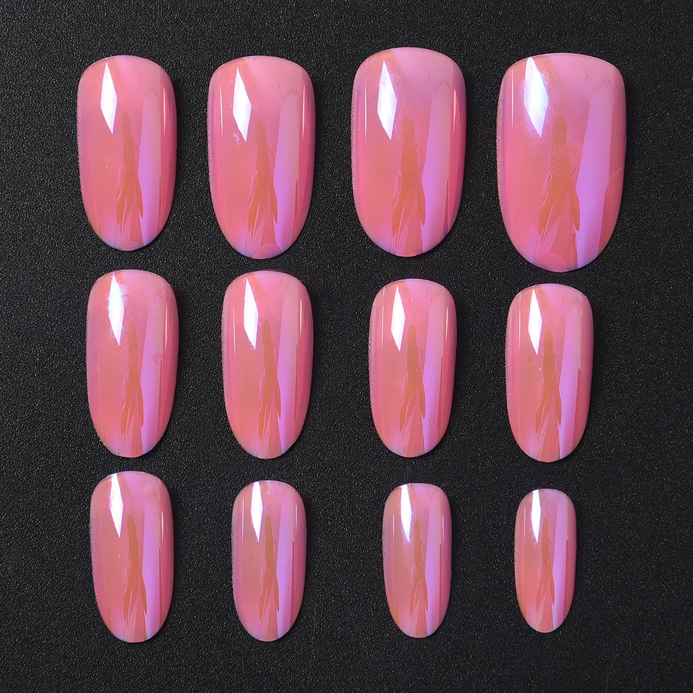 Short Square UV Gel Nail Art Salon Full Cover Acrylic Artificial Mirror Nail Tips