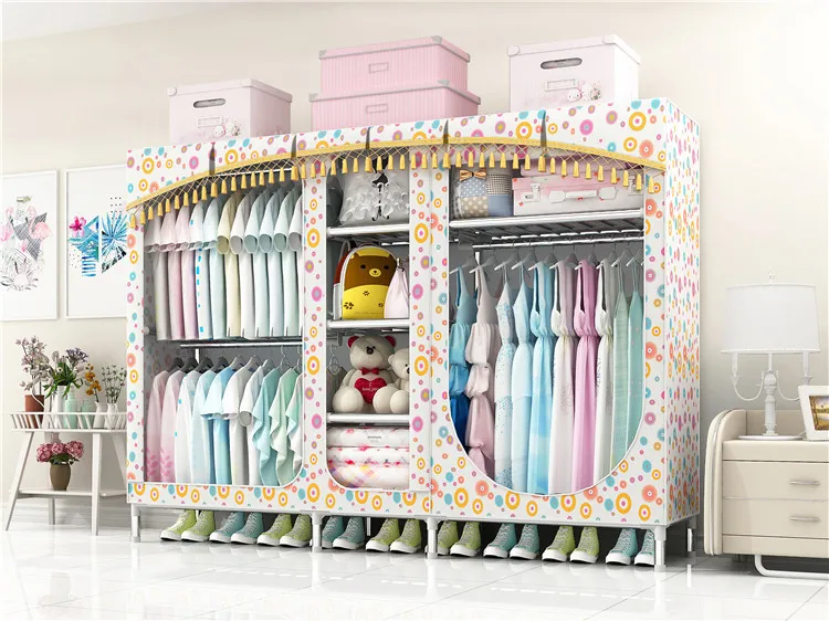 
Simple style wardrobe non-woven fabric folding cloth storage assembly closet large size cabinet wardrobe 777 