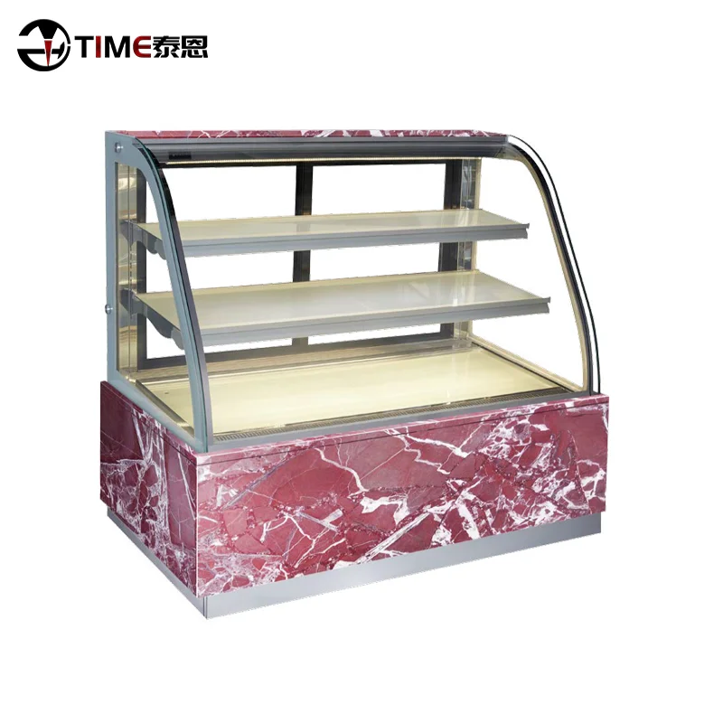 
Pink Marble Hollow Glass Commercial Refrigerated Showcase Mini Cake Display Refrigerator 