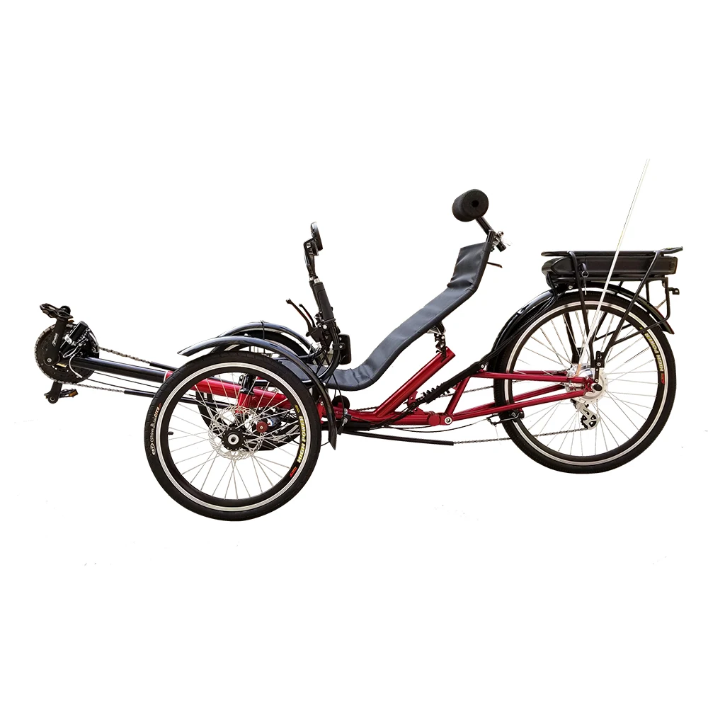 Free Shipping Rear Suspension 250W or 500W Electric 3 Wheel Semi Recumbent Bikes Trike for Adults