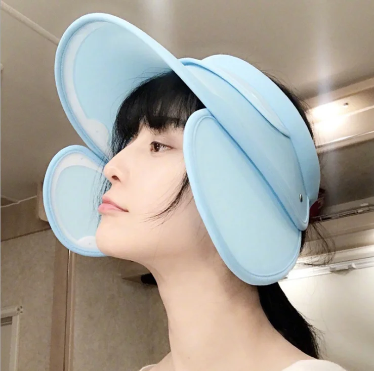 ladies summer uv protection hat brim with sliding panels elastic visor cap