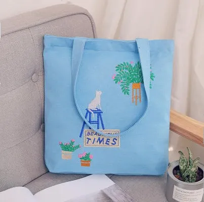 Direct manufacturer eco cotton canvas shopping tote bag embroidery tote bag