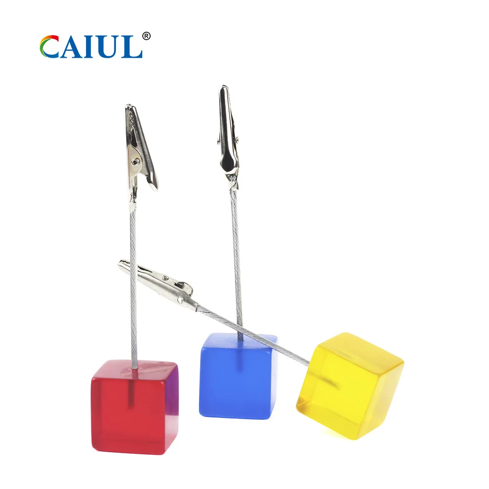 Wholesale Custom Cube Acrylic Picture Holder Tabletop Photo Memo Clip Stand Displaying Photo Stand Holder