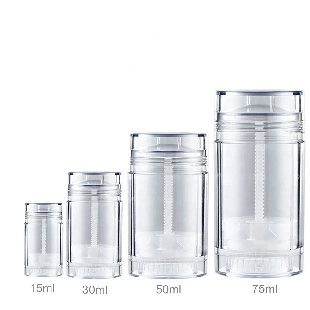 RTS 200PCS/LOT 30ml AS clear plastic cylinder deodorant tube 1oz empty deodorant stick containers round shape lip balm tube