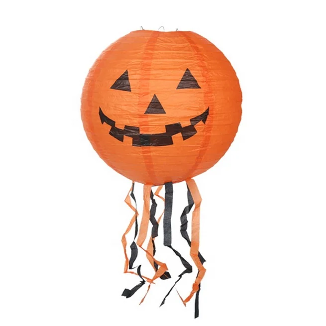 Hanging Halloween Pumpkin Lantern  Paper Lantern With Fringe