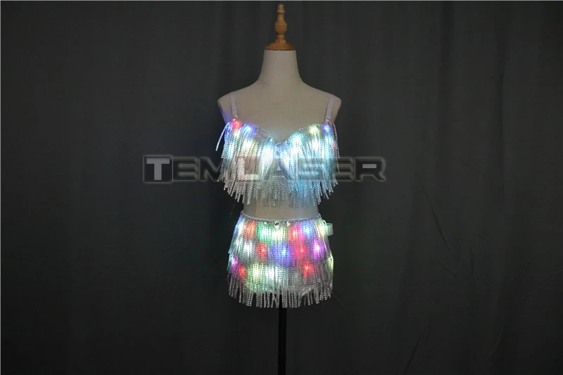 LED Clothes Luminous Costume Ladies Bra luminous Shorts LED Ballet Costume Party Suits el product