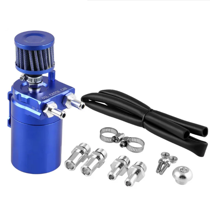 Universal Aluminium Alloy 300ml Ventilating Engine Oil Catch Reservoir Breather Tank Can 2-hole 3-hole With Filter