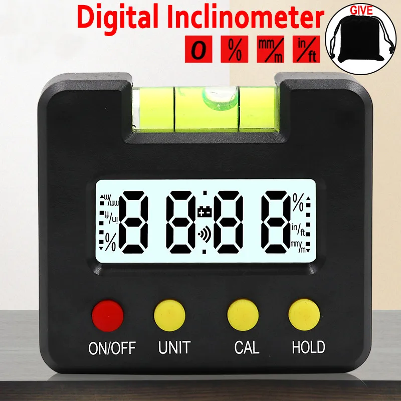 
Mini Digital Display Protractor Inclinometer Level Meter 0.1 Degree Resolution and Degree Range 