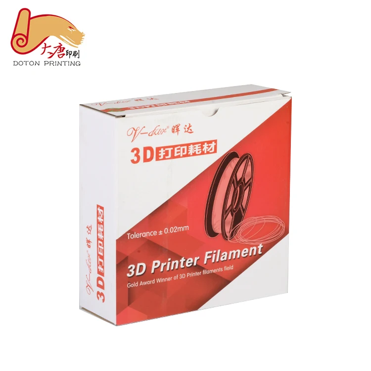 Top quality cartridges package folding white cardboard packaging box for 3d printer filament