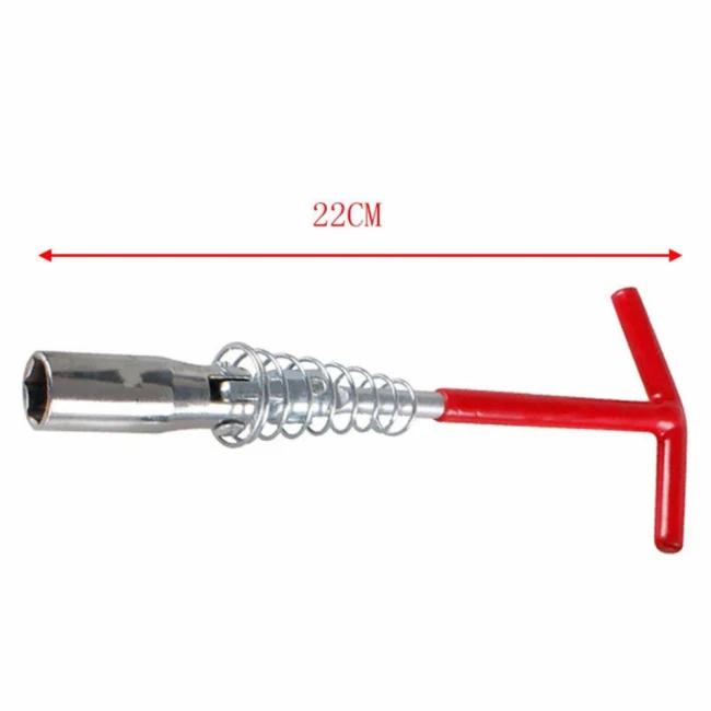16mm Auto Car T-Handle Joint Spark Plug Socket Wrench 16mm Remover Installer Tool Red+Silver