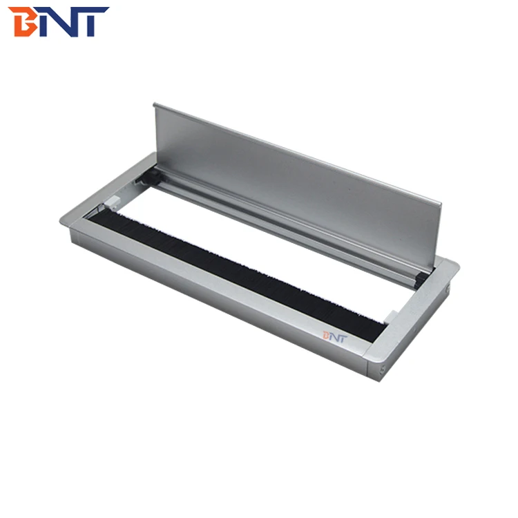 Aluminum cable management soft closing office desk wire cable grommet box