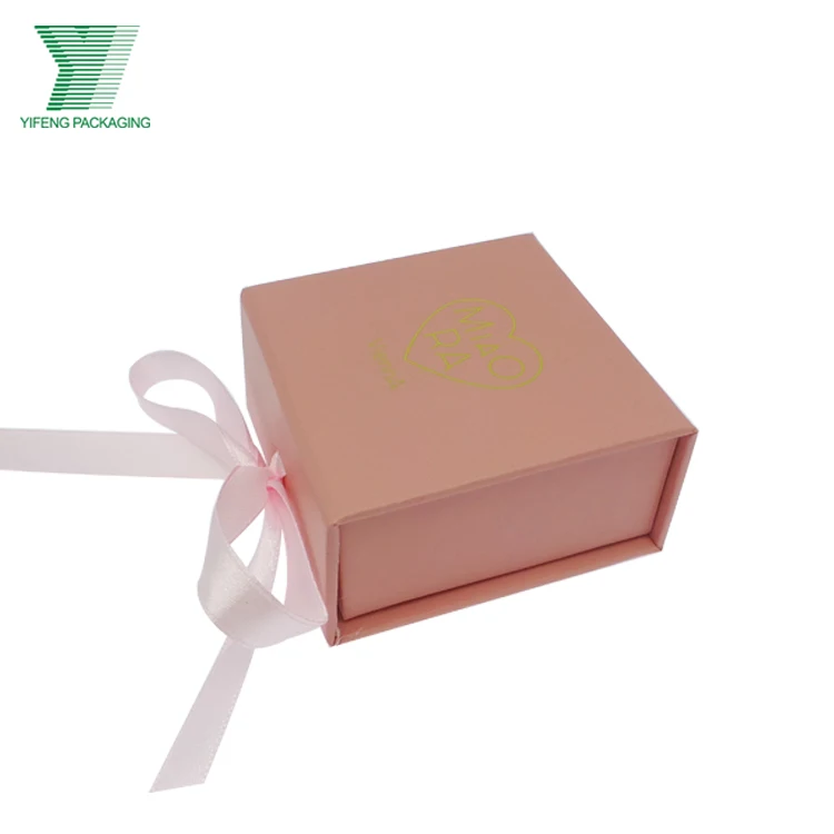 Luxury Custom Logo pink cardboard paper box ribbon Foldable Magnet Book Shape Paper Necklace Jewelry Box Packaging
