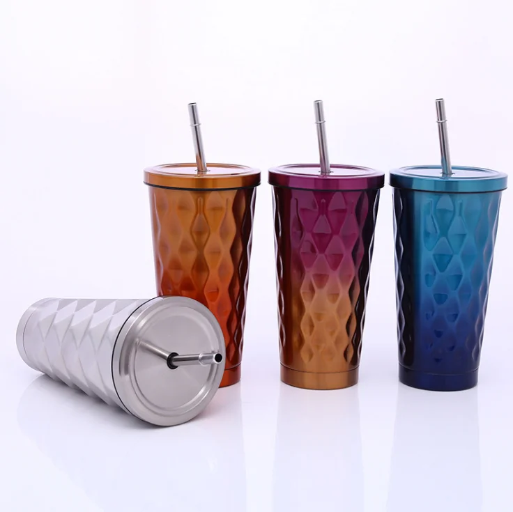 New product 16 Oz Stainless Steel Double Walled Insulated Coffee Tumbler With seal lid and straw