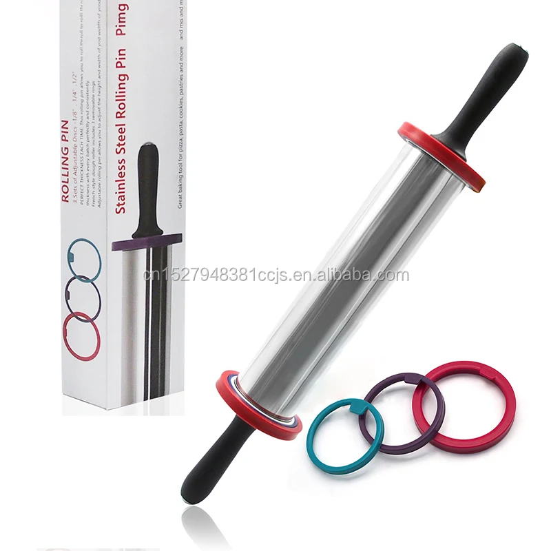 
Food grade 19 Inch Stainless steel adjustable pastry baking Rolling Pin 