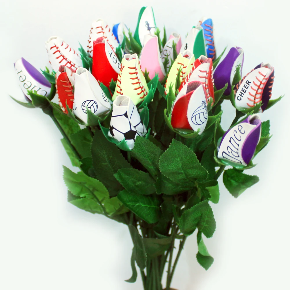 Fashion creative leather sports jewelry softball baseball white roses