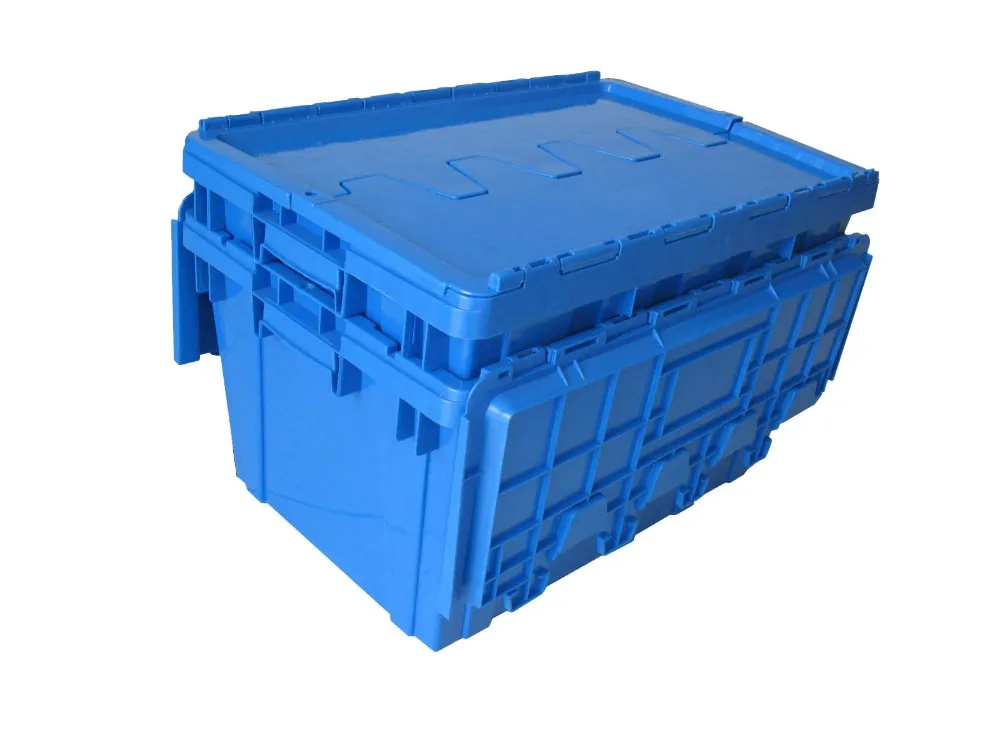 HUADING Wholesale Plastic Large Moving Boxes Hinged Storage Container Nested And Stacked Storage Boxes